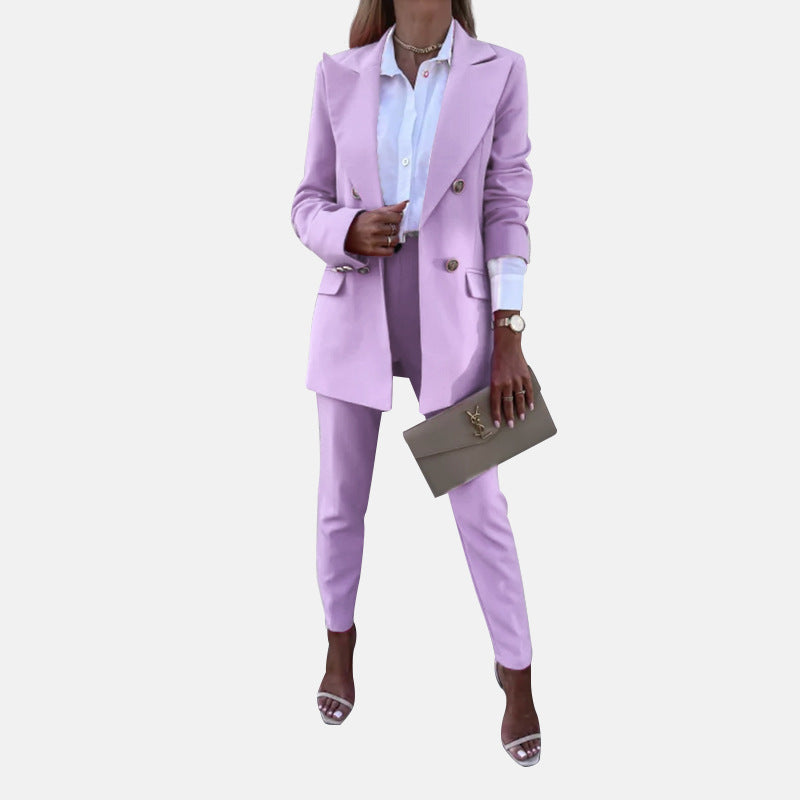 Women's Solid Color Temperament Two-piece Set Fashion Casual Suits