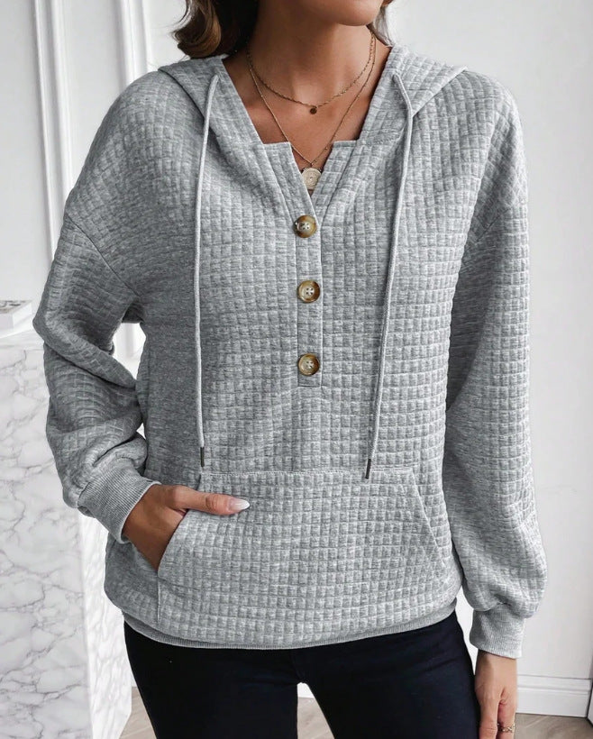 Women's Small Style Long-sleeved Hooded Solid Color Sweaters