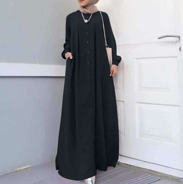 Robe longue musulmane pour femmes automne robes de tempérament lâches