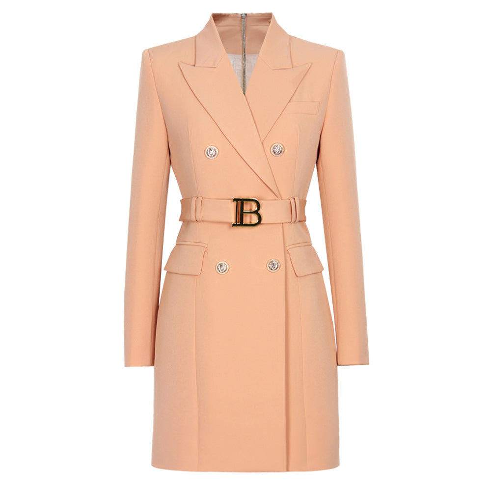 Women's Belt Long Sleeve Slim Fit Temperament Commute Business Dresses