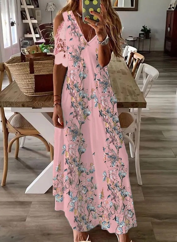 Robe longue d'été bohème à imprimé floral pour femmes avec robes