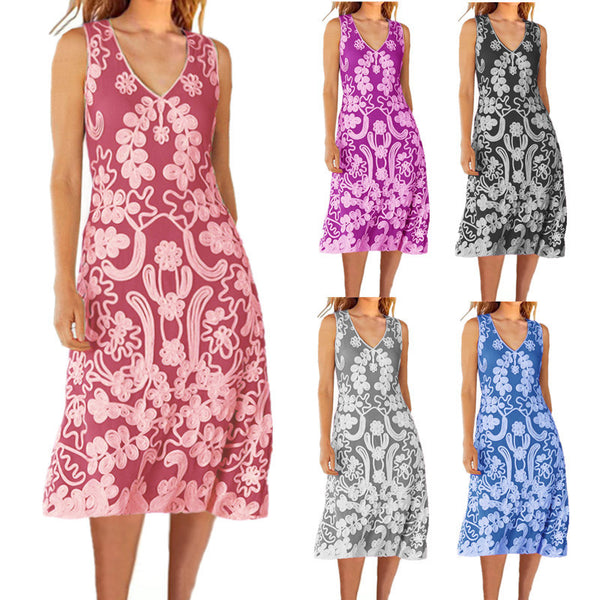 Women's Summer Style Loose Printed Long Dresses