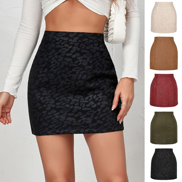 Women's Sequined Leopard Suede High Waist Sexy Skirts