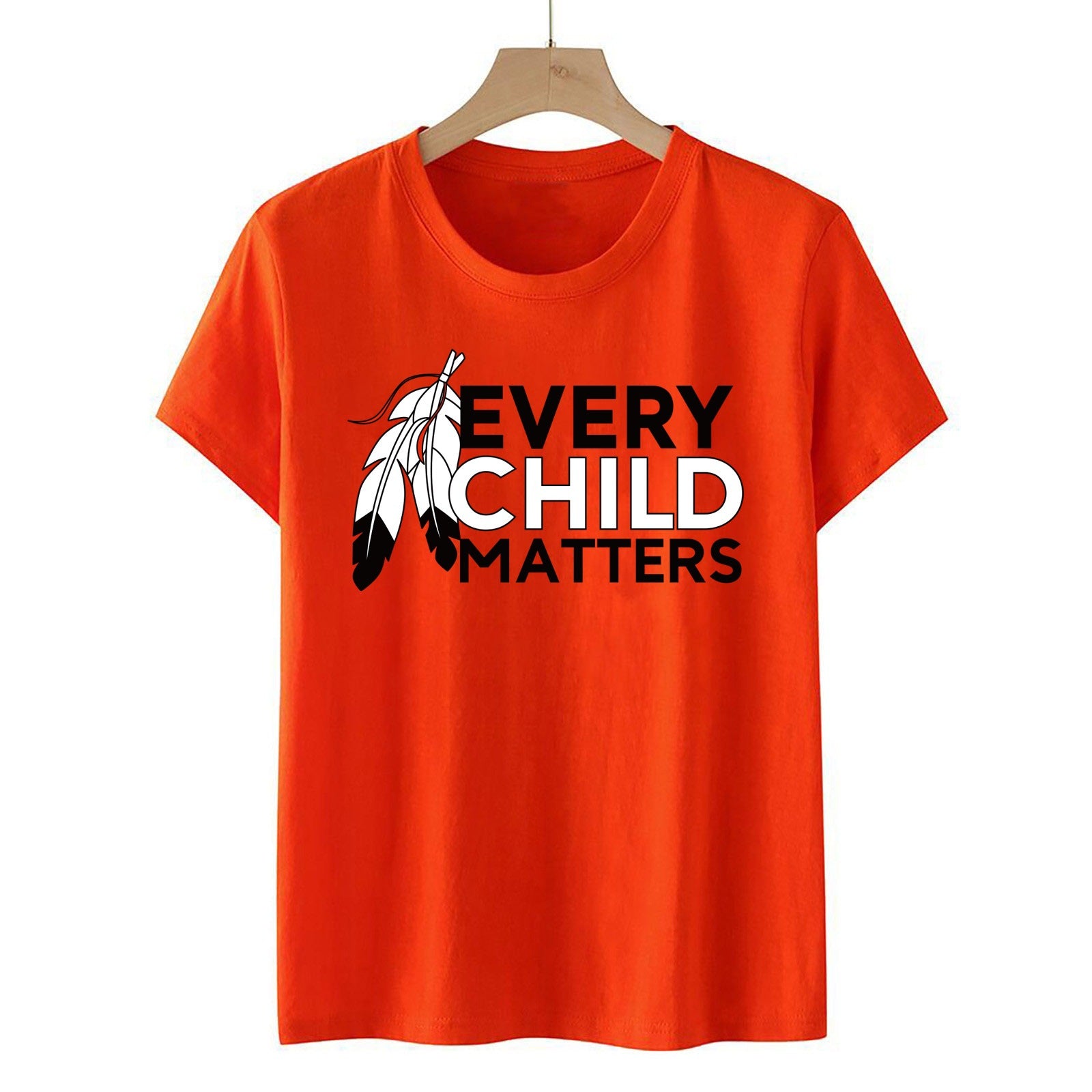 Orange T-shirt European Every Very Important Palm Blouses