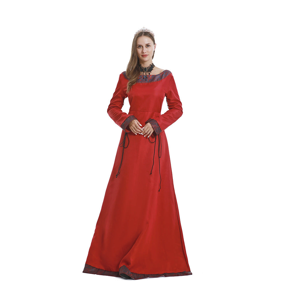 Langes Hofkleid für Damen, klassische mittelalterliche mittellange Kostüme