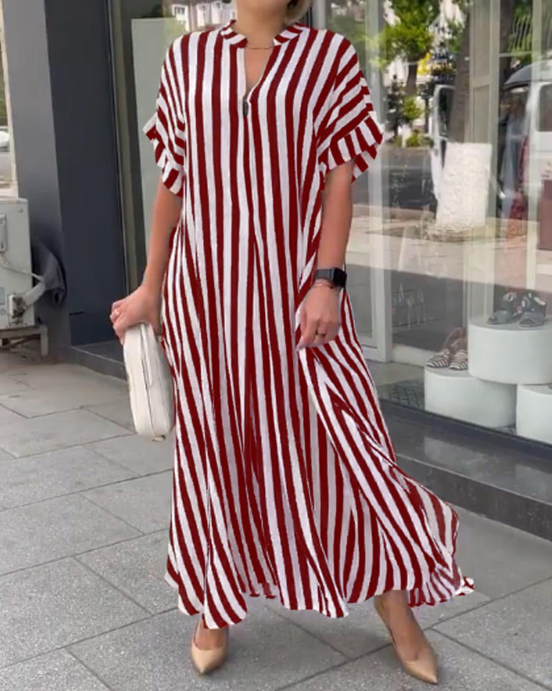 Women's Fashion Side Slit Striped Sleeve Dress Cardigans