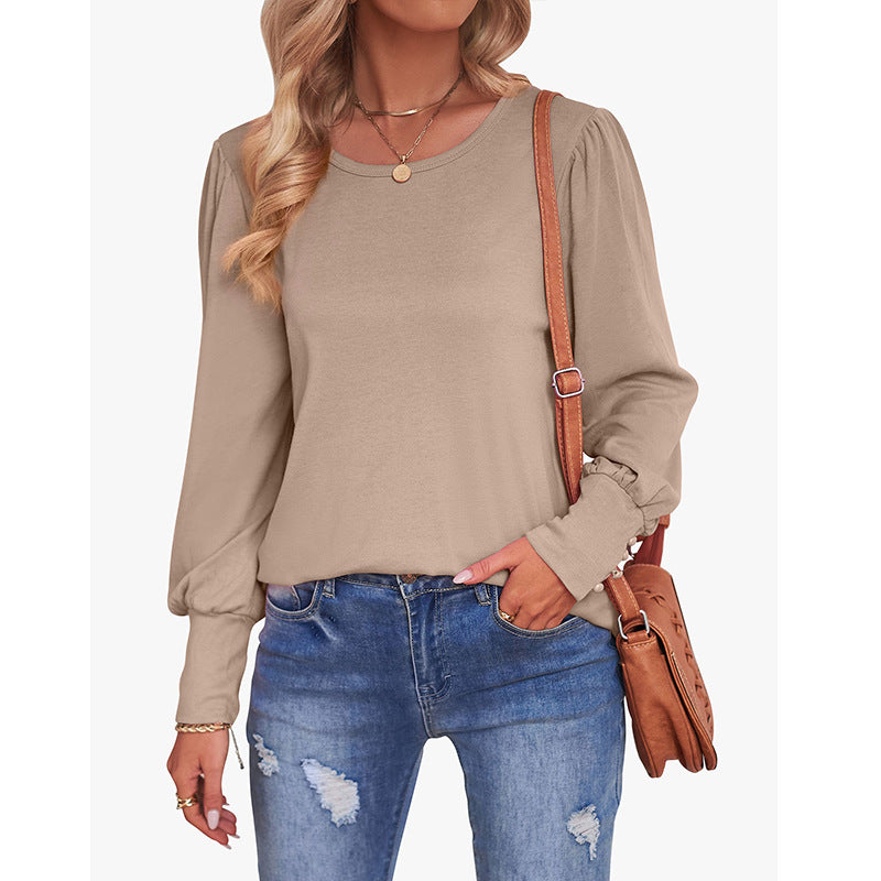 Women's Loose Puff Sleeve Button Long Blouses