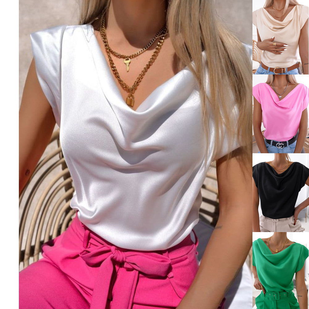 Women's Summer Solid Color Simple Sleeve Swing Blouses