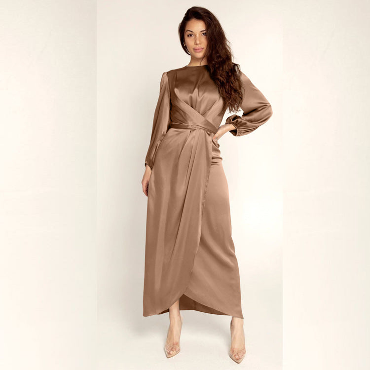 Women's Versatile Soft Waist Satin Dress Dresses