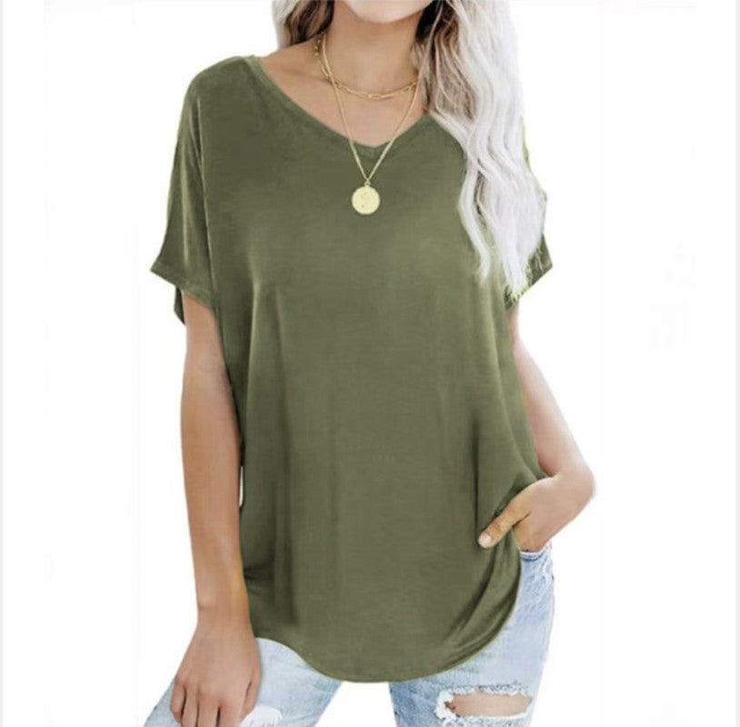 Women's T-shirt Loose Design V-neck Casual Summer Blouses
