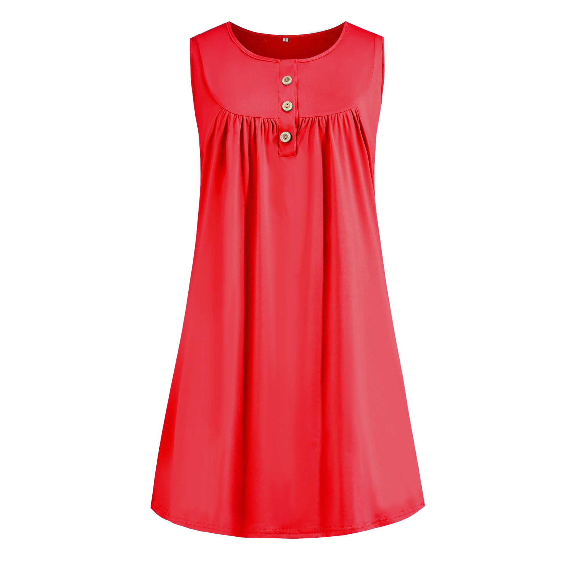 Women's Pajamas Button Pleated Casual Sleeveless Dress Dresses