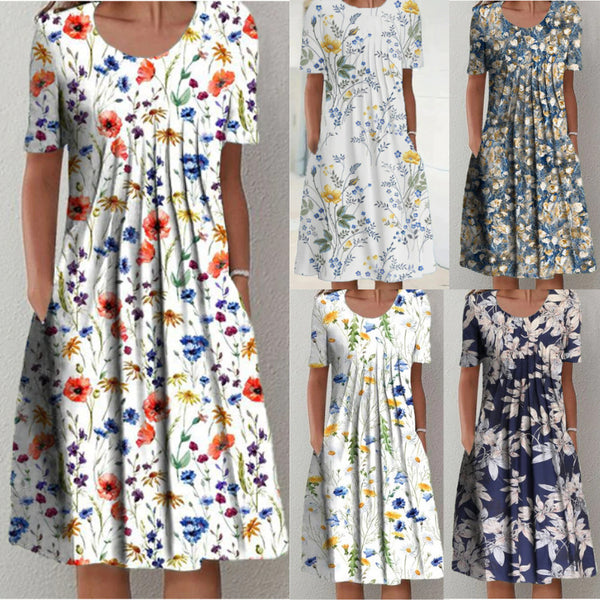 Women's Autumn Elegant Swing Printed Early Sleeve Dresses