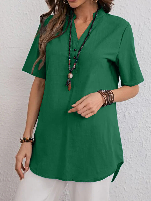 Women's Glamorous Solid Color Button Sleeve Blouses