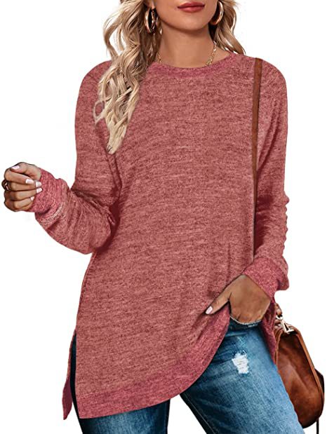 Women's Long Sleeve Round Neck Multicolor Loose Leisure Pullover Tops