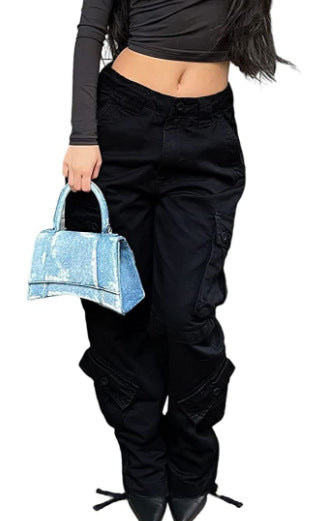 Creative Women's Street Multi-pocket Belt Leisure Jeans