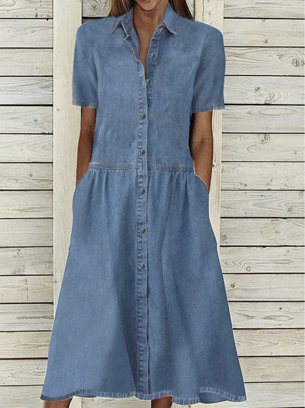 Women's Fashion Lapel Casual Denim Dress Dresses