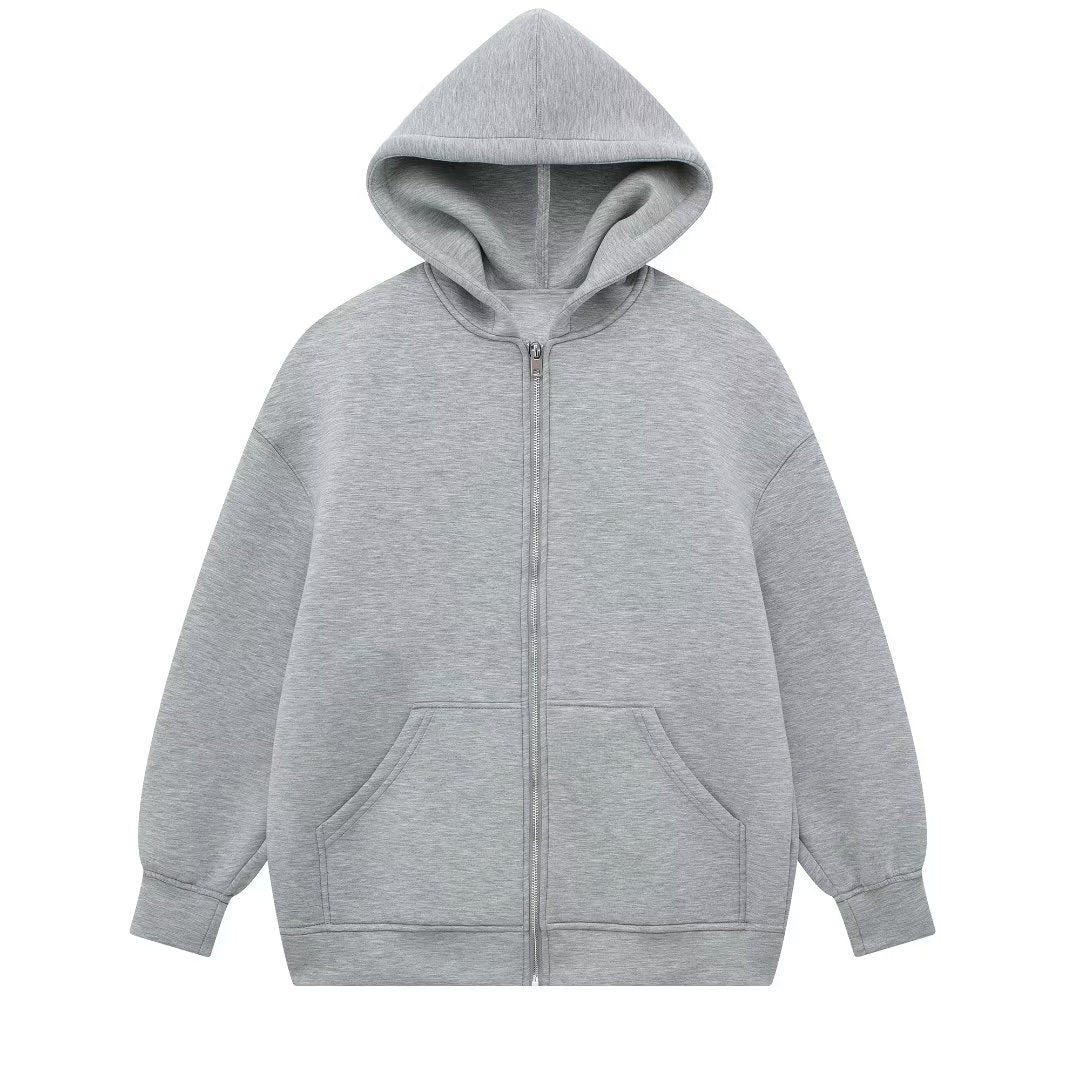 Attractive Autumn Loose Hooded Mid-length Zipper Sweaters