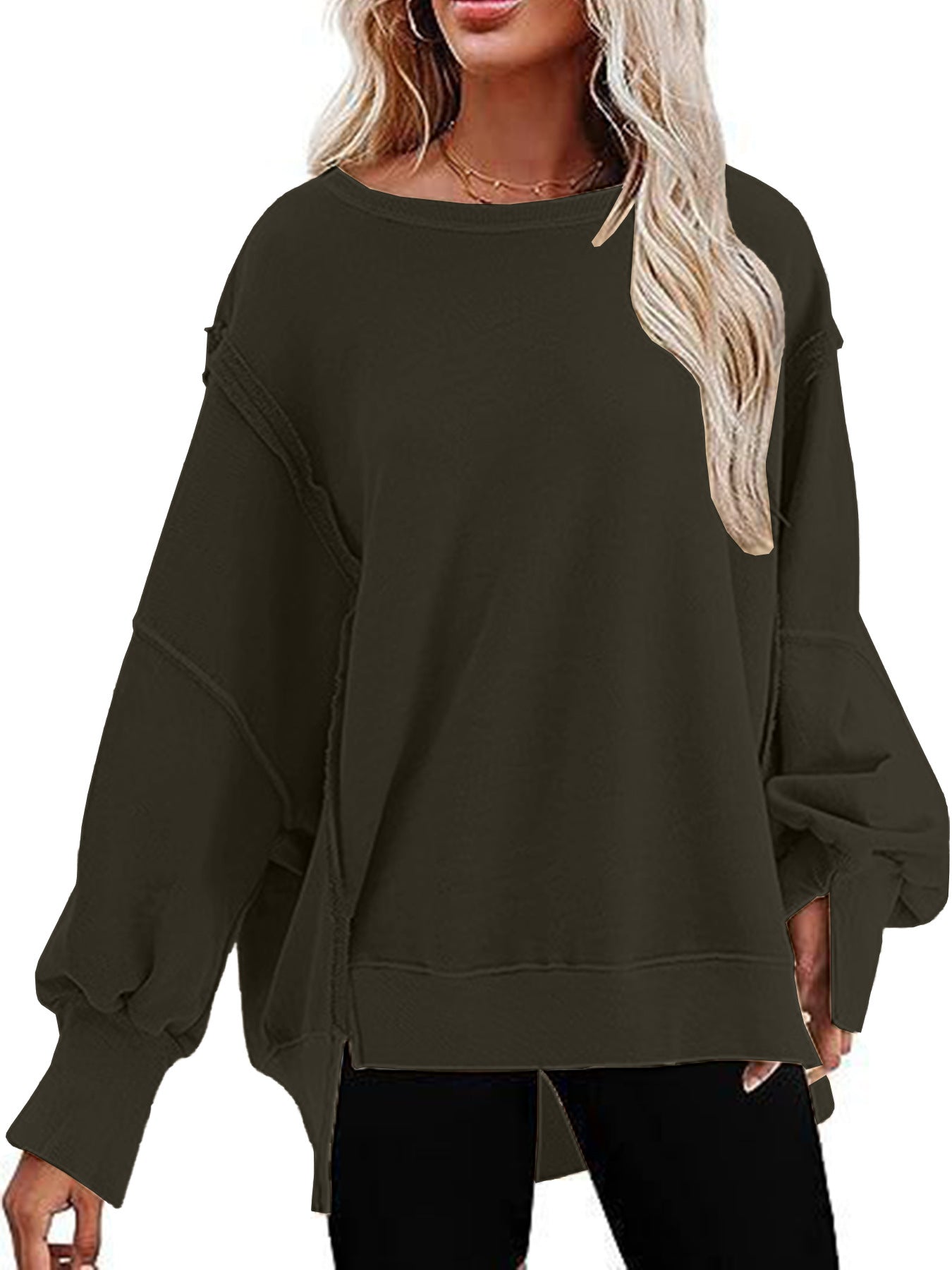 Women's Autumn Solid Color Pullover Round Neck Blouses