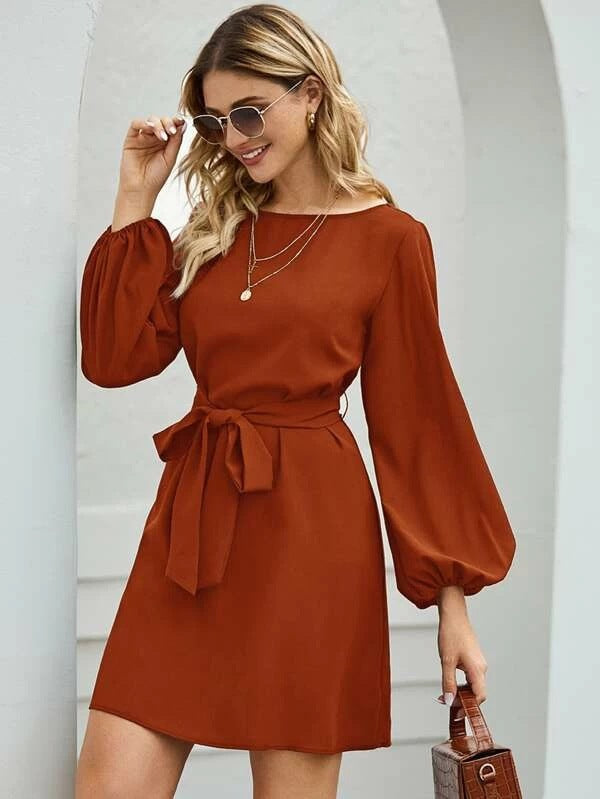 Long Solid Color Temperament Commute Slimming Dresses