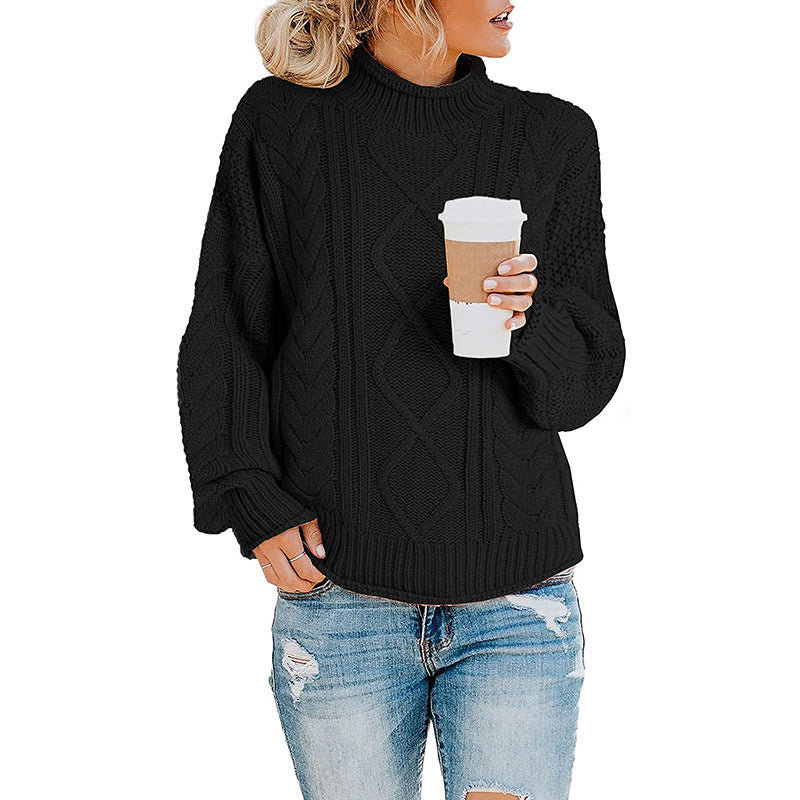 Women's Versatile Thick Thread Turtleneck Pullover Sweaters