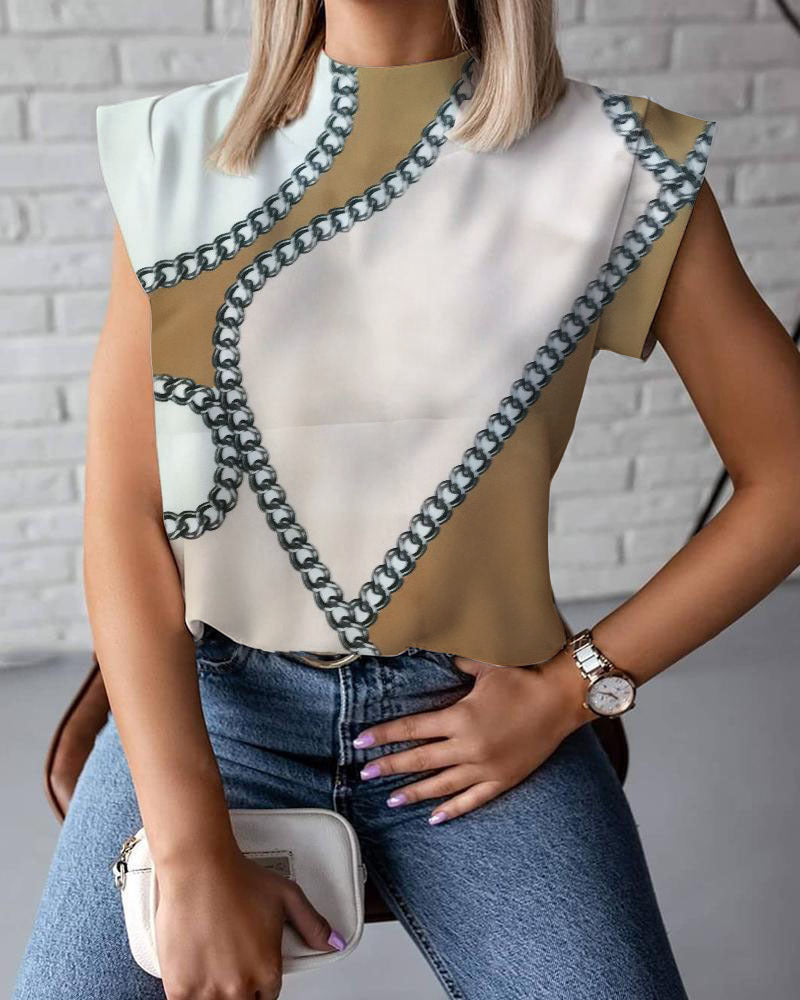 Women's Summer Simple Collar Printings Shirt Blouses