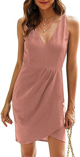 Women's Tight Sleeveless V-neck Slim Cocktail Party Dresses