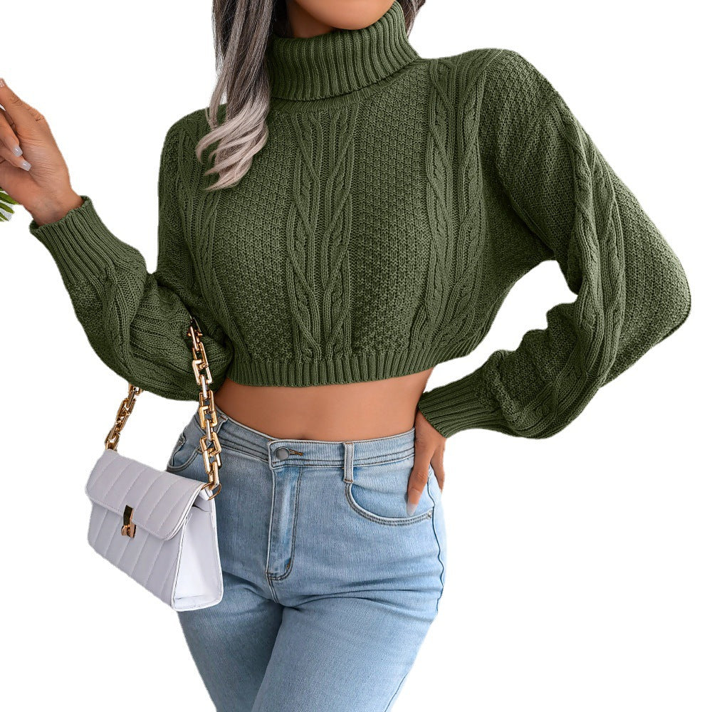 Women's Casual Twist Long Sleeve Turtleneck Knitted Sweaters