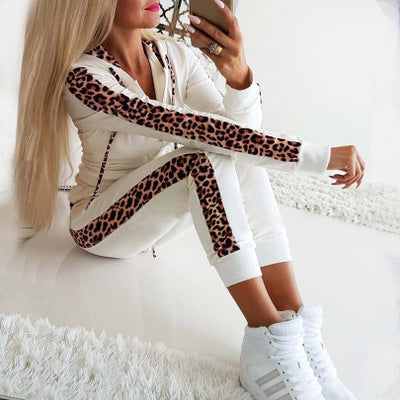 Women's Leopard Print Hooded Sports Yoga Pants