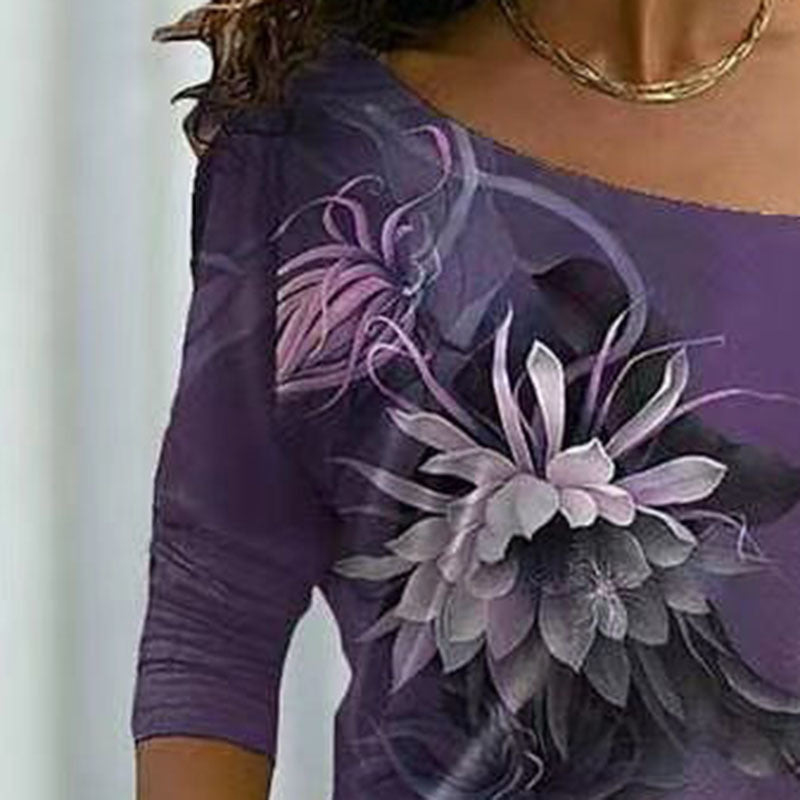 Women's Creative Summer V-neck Long-sleeved Printed Blouses