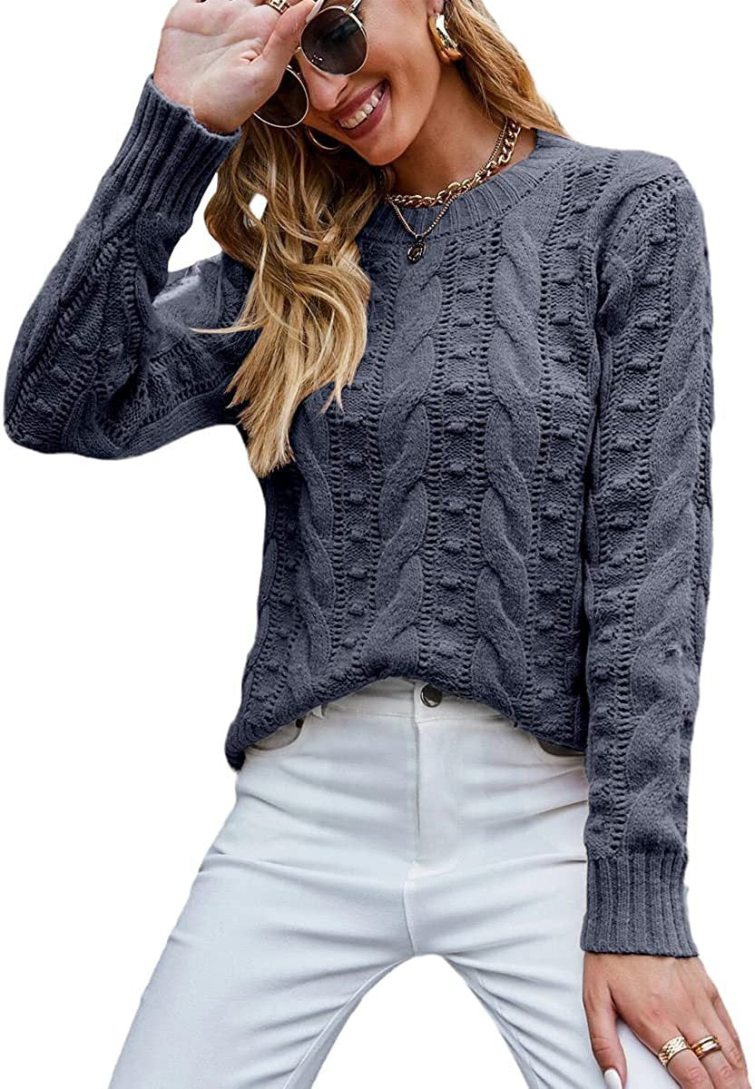 Graceful Women's Long Sleeve Cable-knit Pullover Sweaters