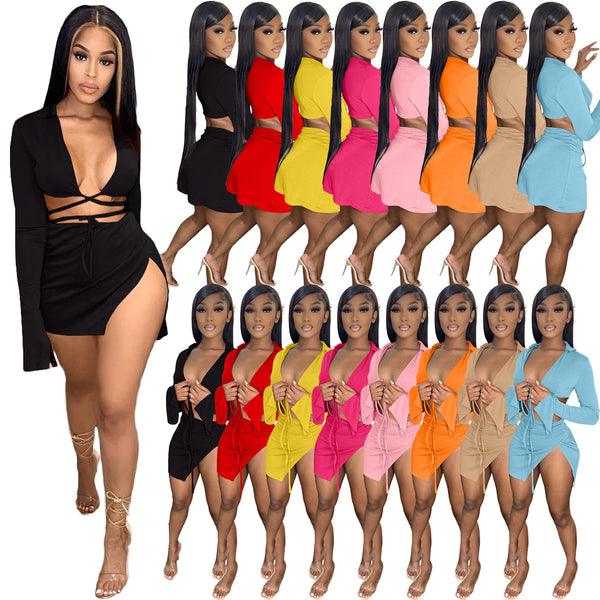 Women's Tied Long Sleeves Swimsuit Set Suits