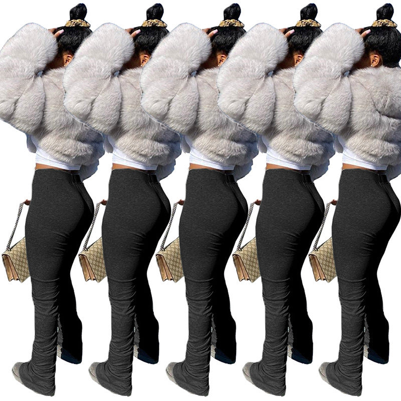 Women's Trousers Solid Color Hoodie Fabric Flared Pants