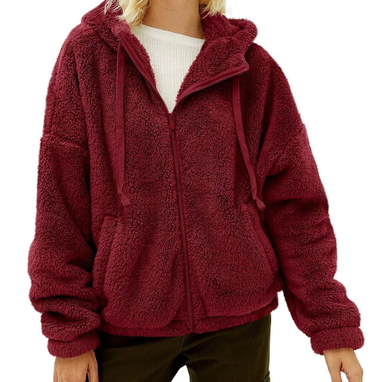 Women's Long Sleeve Zipper Casual Loose Hooded Sweaters