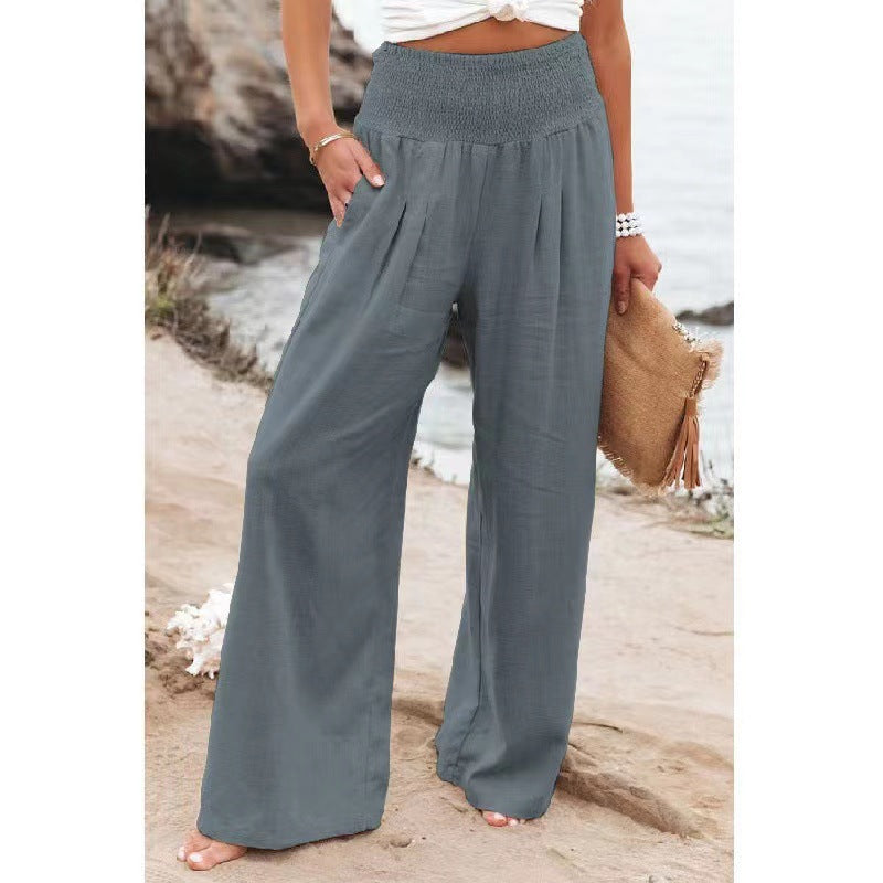 Women's Autumn Wide-leg Linen Loose Trousers For Pants