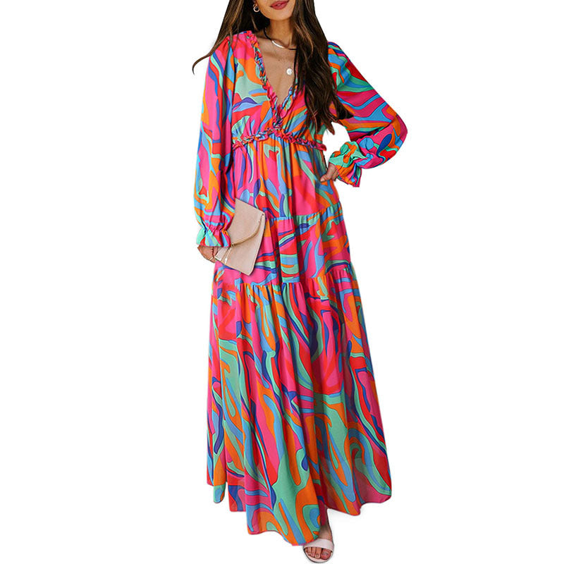 Robe florale d'été pour femmes, Style Simple, robes profondes