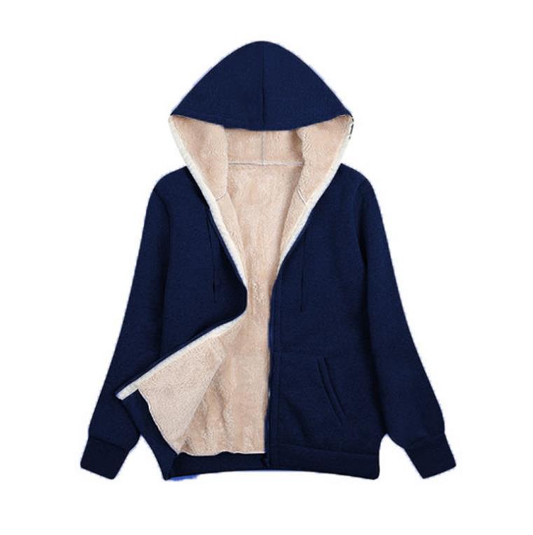 Women's Winter Warm Berber Fleece Pocket Hooded Coats