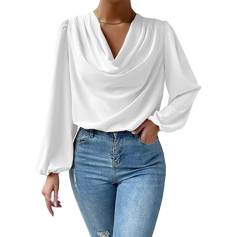 Women's Durable Long-sleeved Loose Draped V-neck Clothing