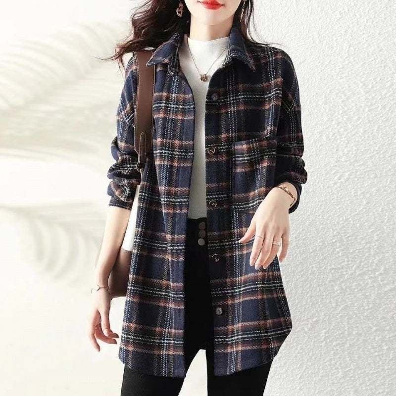 Style Loose Fashion Versatile Retro Mid-length Blouses