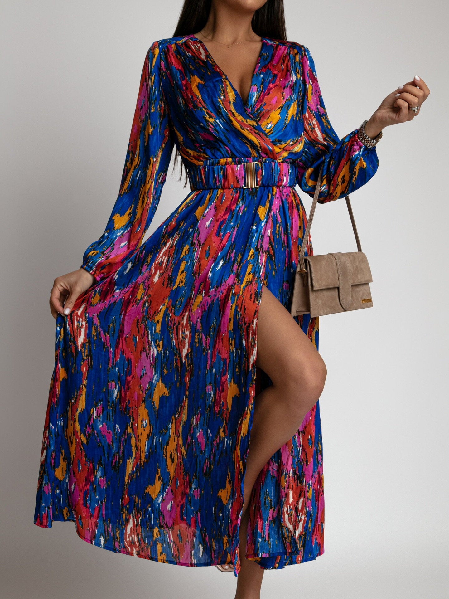 Women's Printed Long-sleeved Dress For Long Dresses