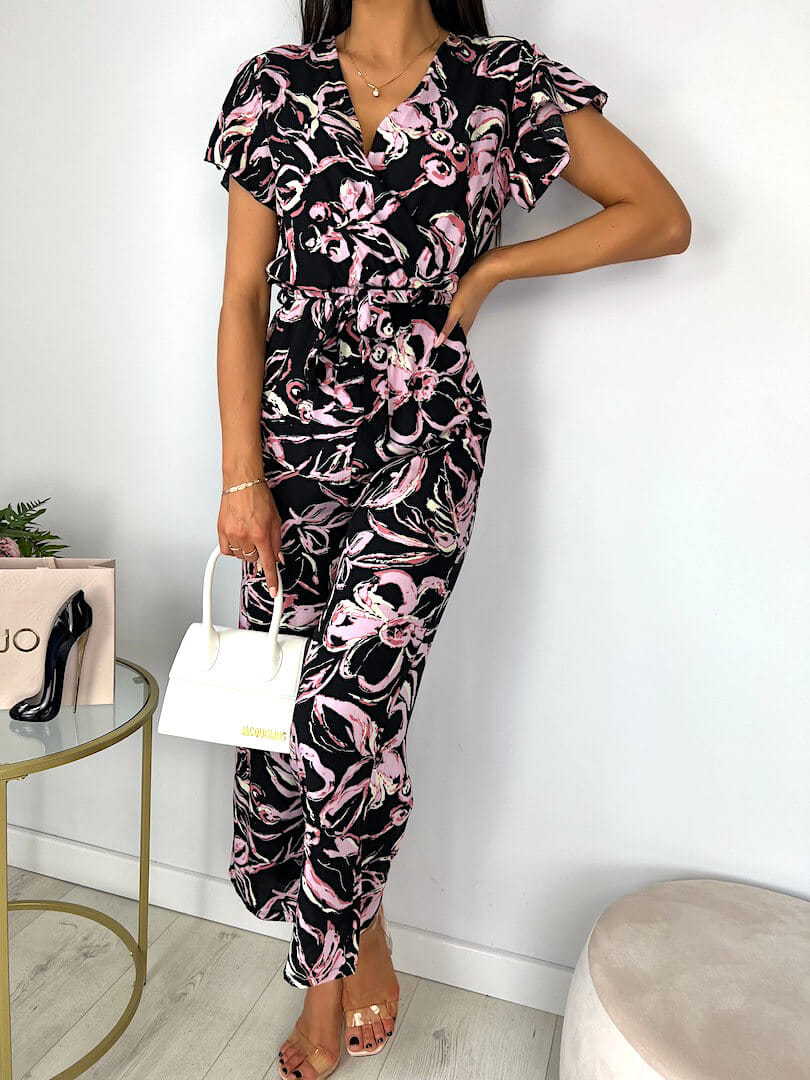 Attractive Summer Collar Sleeveless Ruffled Printed Jumpsuits