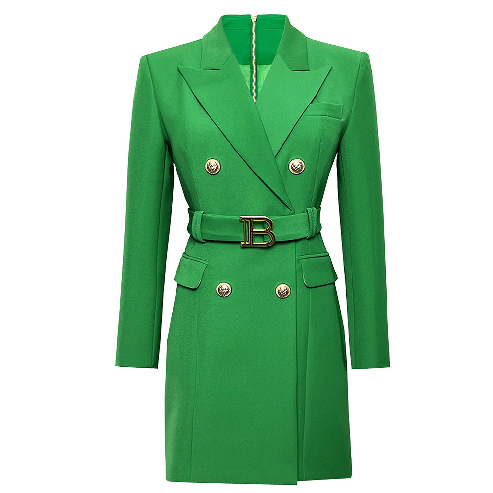 Women's Belt Long Sleeve Slim Fit Temperament Commute Business Dresses