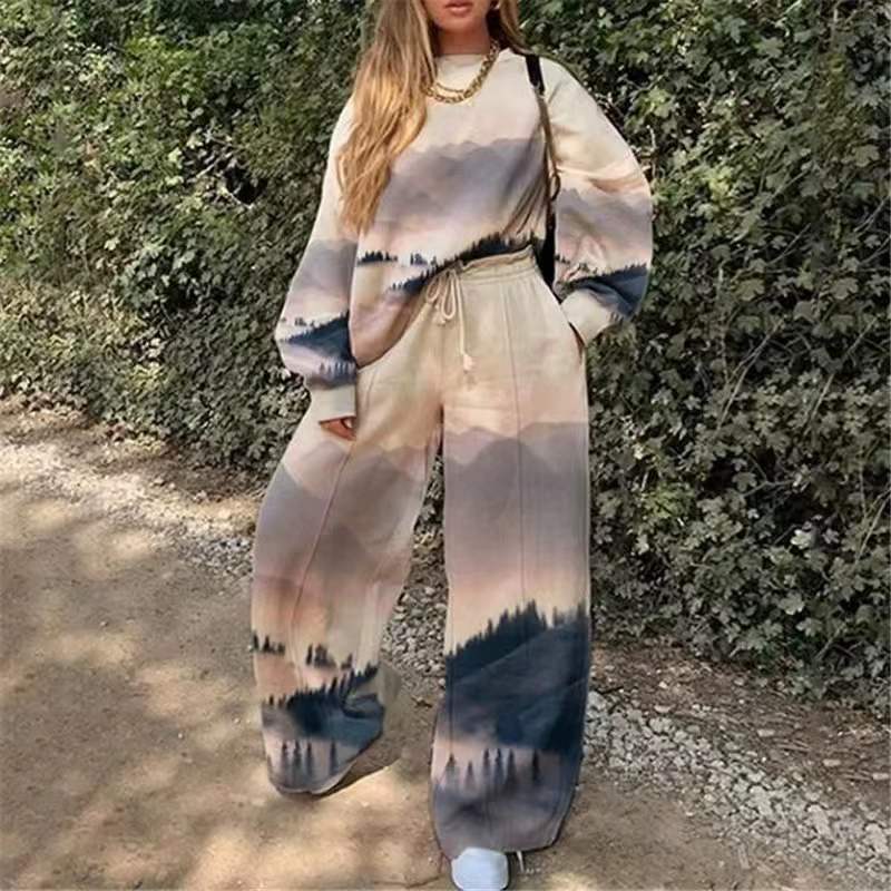 Women's Street Fashion Casual Loose Printed Spring Suits