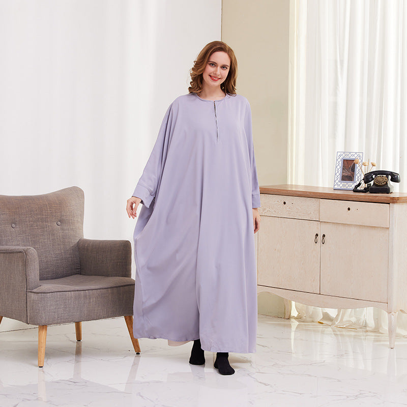 Large Swing Solid Color Batwing Sleeve Dresses