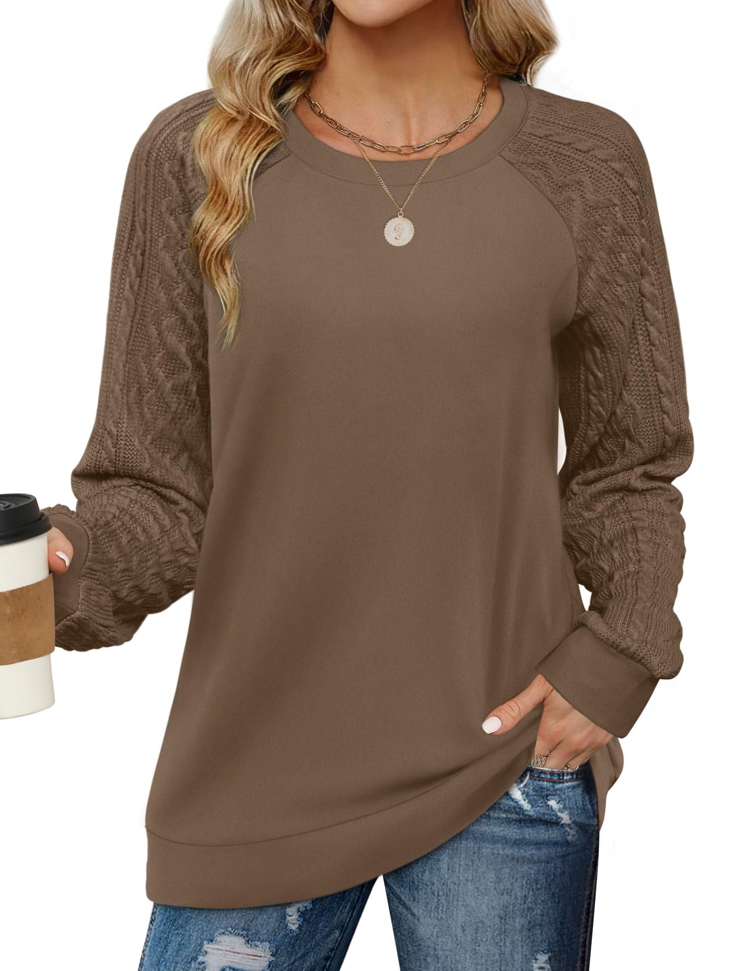 Women's Color Loose Long Sleeves Round Neck Sweaters