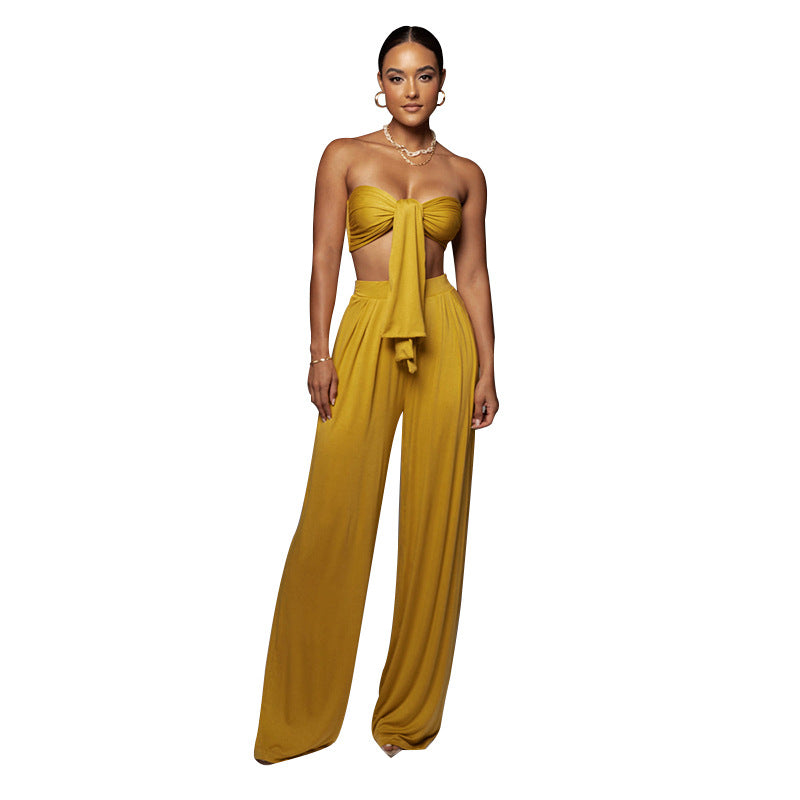 Women's Sexy Pure Color Tied Tube Mid Suits