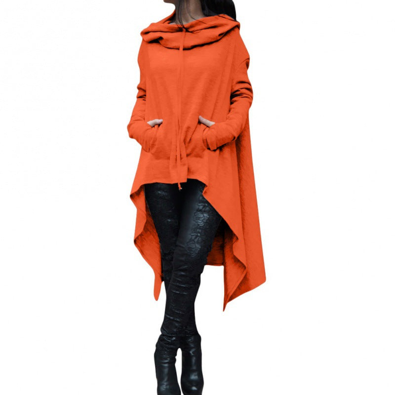 Innovative Solid Color Long Hooded Sleeve Sweaters