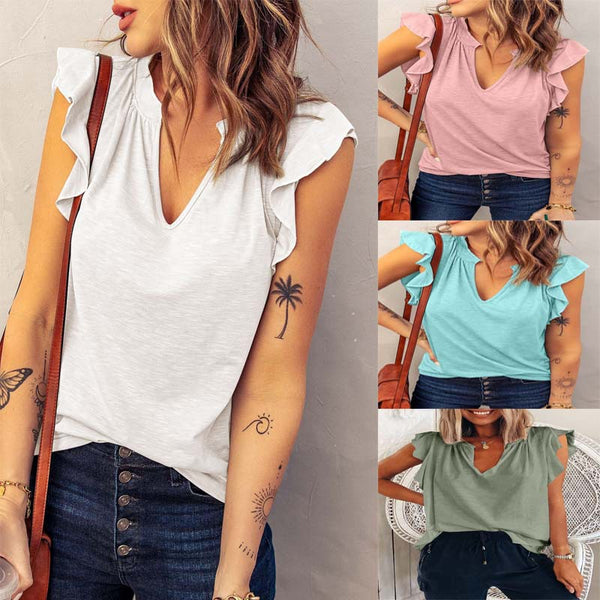 Women's Classic Elegant V-neck Sleeve Loose Blouses