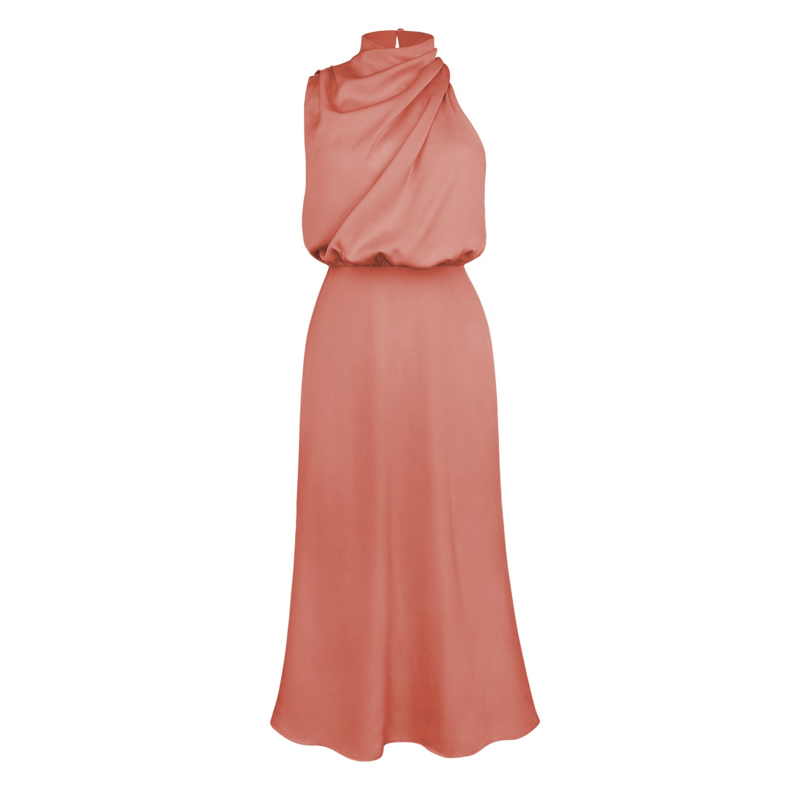 Women's Cool Bridesmaid Midi Halter Satin Dresses