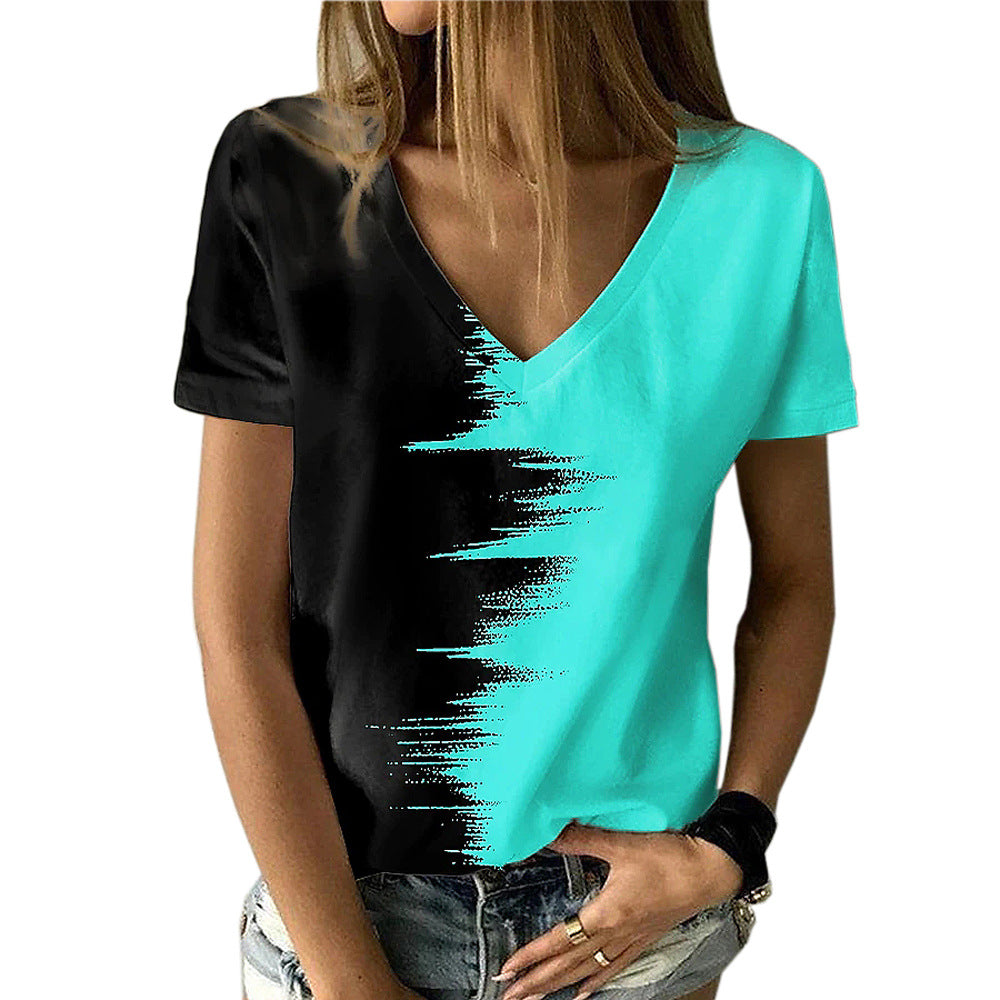 Women's Summer Large Color Shirt V-neck Sleeve Blouses