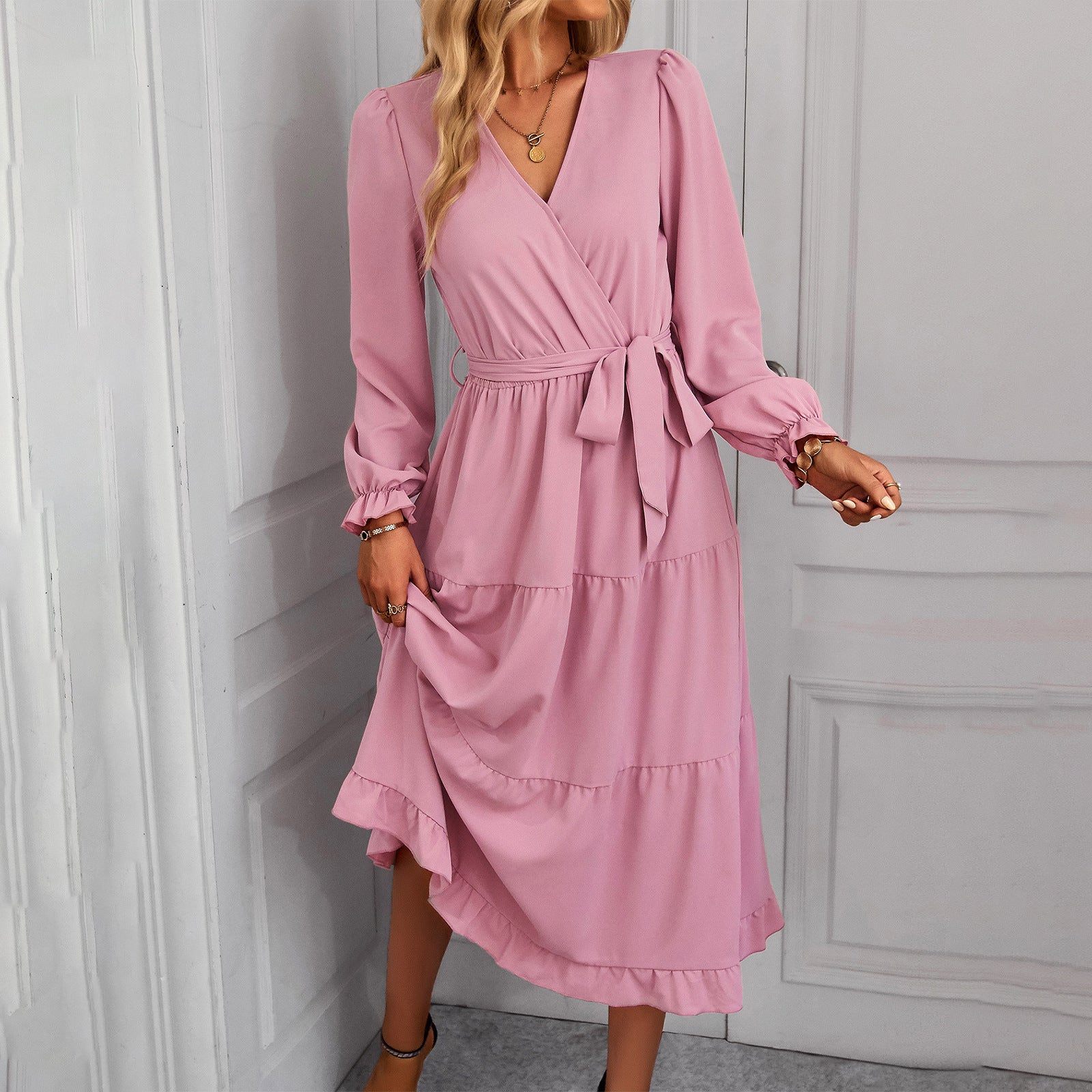 Women's Solid Color Wide Hem Casual Dress Dresses